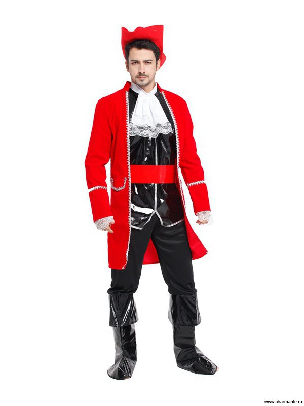 Костюм карнавальный для мужчин (Пират в черно-красном) MCH-1090